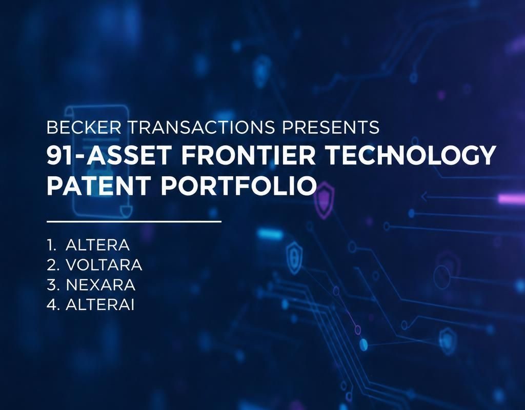 Becker Transactions Presents 91-Asset Frontier Technology Patent Portfolio